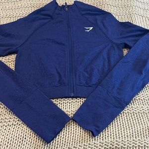 Gymshark dark Blue Zip-Up Athletic cropped Jacket
